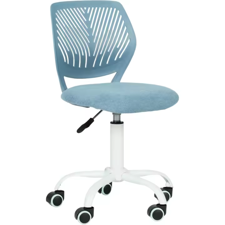 Silla de Escritorio Ergonómica Giratoria Altura Ajustable, Sin Brazo, Azul Claro - 1