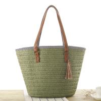 Nuevo 2025 simple cuerda de papel bolsa tejida de moda con flecos colgante bolsa tejida de papel bolsa de playa para mujer - details 2