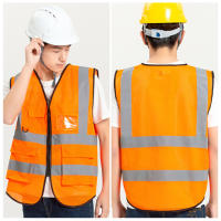 Chaleco de Seguridad de Alta Visibilidad con Bolsillo Franja Reflectante Cierre de Cremallera Para Trabajo de Constructcción Deportes Nocturnos Ropa de Ciclismo Tela Transpirable - details 3