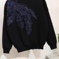 Chándal de mujer con bordado de cuentas de flores, suéter casual, top, pantalones largos de punto, traje de otoño e invierno - details 2