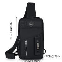 Bolso de pecho sencillo con múltiples bolsillos para hombre, bolso de hombro de tela, bolso deportivo para mensajes, bolso cruzado multifunción con cremallera para correr - details 1