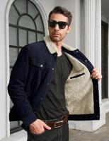 Chaqueta de pana forrada de Sherpa para hombre, chaquetas de camionero, cuello vuelto de algodón, abrigo informal cálido, invierno - details 8
