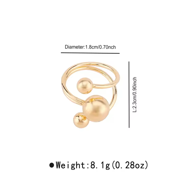 Anillo de brazo de bola grande y pequeña de diseño doble, joyería de mano estable con personalidad Simple y a la moda para mujer - 1