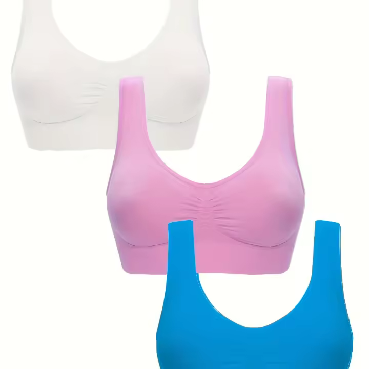 Sujetadores Deportivos Inalámbricos, 3 piezas, Sujetador De Tanque Elástico Cómodo Y Transpirable, Lencería Y Ropa Interior Para mujer - 1