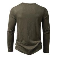 Camiseta de manga larga para hombre, Camisa de algodón con botones y cuello Henley, informal, de Color sólido, a la moda, transpirable, para uso diario - details 16