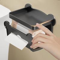 Estante de papel higiénico de plástico, soporte de papel higiénico de doble capa sin perforaciones, ahorra espacio, estante de papel en rollo montado en la pared para Baño, 3 uds. - details 4