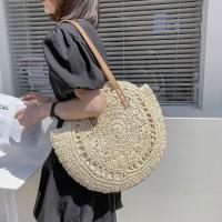 Bolso redondo de paja tejido a la moda, bolso de mano bohemio hecho a mano, bolso de hombro tejido de gran capacidad hueco, bolso de viaje - details 2