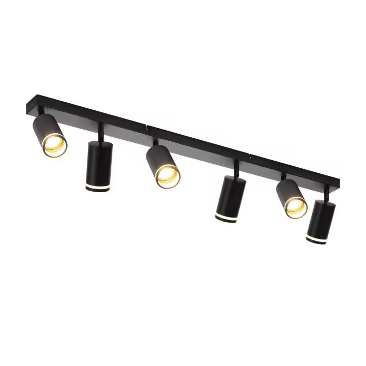 CBJKTX Plafón moderno de 6 puntos: Plafón GU10 negro, 355 °   Focos interiores giratorios de metal para cocina - 1