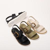 Sandalias con hebilla de una palabra, prendas de vestir exteriores para mujer, nueva plataforma, zapatos romanos de cuña de moda versátiles - details 0
