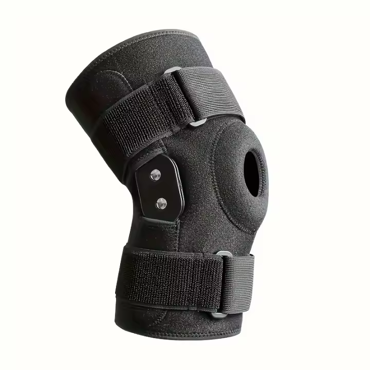 Ordene una talla más, rodillera con bisagras Sparthos de alta calidad - ACL, MCL, - Diseño de rótula abierta con estabilizadores laterales de metal dobles - Soporte para correr, para hombres y mujeres - 1