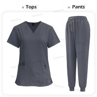 Exfoliante médico, bata quirúrgica de enfermería, exfoliante elástico de alta calidad, uniforme de color sólido para atención médica, ropa de trabajo al por mayor, unisex - details 10