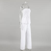 Conjunto de moda informal blanco con hombros descubiertos y pantalones, Top de tubo, ropa sencilla para ir al trabajo, novedad de verano, primavera - details 5