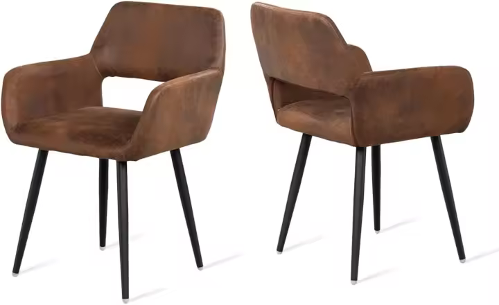 Juego de 2 Sillas de Comedor Escandinavas, Sillón Tapizado en Tela con Reposabrazos y Patas Metálicas para Cocina/Salón - 1