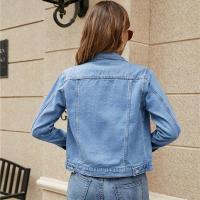 Chaqueta De Jean Vintage Para Mujer Cuello En V Manga Larga Estilo Casual Solida Con Bolsillos Abrigo De Denim Para Otoño - details 2