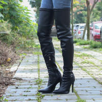 Botas Largas de Moda para Mujer 2025 Punta Afilada, Tacón Alto, Delgado Cuero Sintético - details 7