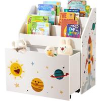 Estantería de Juguetes Móvil Multifuncional con 3 Compartimentos Caja de Libros Infantil con Ruedas - details 0