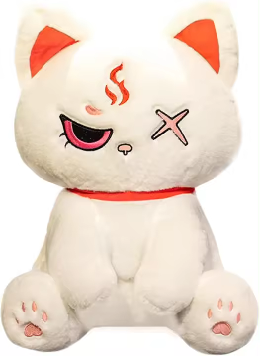 Juguete de peluche de gato pirata loco, gatito negro gótico relleno con almohada de gatito espeluznante, regalo de muñeca de gato de gatito aterrador, 15,7" - 1