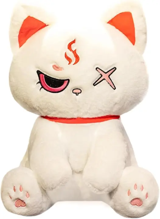 Juguete de peluche de gato pirata loco, gatito negro gótico relleno con almohada de gatito espeluznante, regalo de muñeca de gato de gatito aterrador, 15,7" - 1