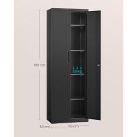 Armario de Garaje de 5 Estantes con 2 Puertas, Armario de Oficina, 40 x 80 x 180 cm, 1 Cerradura, Estantes Ajustables, Gabinete de Metal, Gris Mate OMC015G01 - details 19