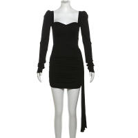 Cintura plisada con cuello cuadrado para mujer. - details 0