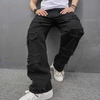 Pantalones vaqueros negros informales para hombre, pantalones sueltos de pierna ancha de calle alta, tendencia americana, nuevo - details 4