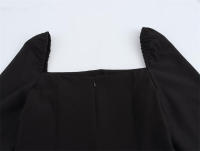 Mini camiseta de manga larga con cuello cuadrado y borlas, nuevo estilo europeo americano, primavera 2025 para mujer - details 6