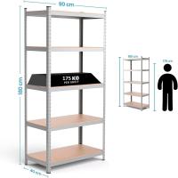 Estantería de Almacenamiento de Metal Galvanizado 180 x 90 x 40 cm 5 Baldos Ajustables - details 7