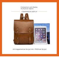 Mochila de piel blanda retro Pu para hombres y mujeres, bolsa de computadora de gran capacidad, mochila universitaria, mochila de cercanías - details 2