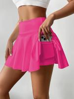 Falda pantalón deportiva para mujer con bolsillo para teléfono, falda pantalón deportiva con dobladillo plisado, tejido elástico de secado rápido para tenis, golf, yoga, baile, ropa deportiva informal - details 11