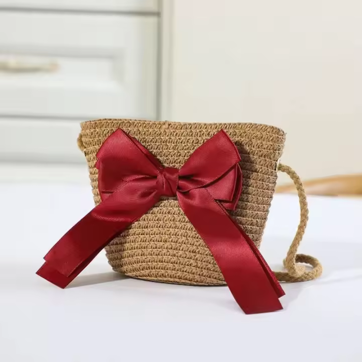 Mochila de Viaje al Aire Libre Leten Diseño de lazos de paja tejida Forro de cuero - 1