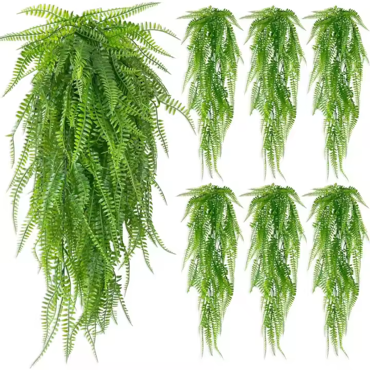 Plantas Hangantes Artificiales de Helecho 6Pcs 80cm Diseño Realista Ideal para Interiores y Exteriores - 1
