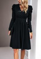 Elegante V-cuello Vestido para Mujer Color Sólido de Alta Calidad Estilo Retro Casual Moda Femenina - details 11