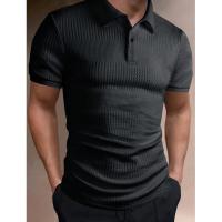 Temu Shein Camiseta para hombre Camisa con cuello Verano Color sólido Manga corta - details 5