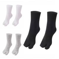 5 pares de calcetines antideslizantes de algodón con dos dedos, calcetines separadores de dedos de media pantorrilla para negocios, calcetines de tubo corto deportivos de Color sólido para mujeres y hombres - details 0
