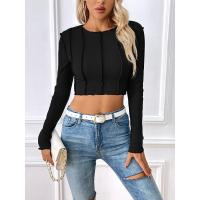 Camisetas de manga larga para mujer, ropa casual, suaves, cuello redondo, elegantes y brillantes, primavera, 2023 - details 18