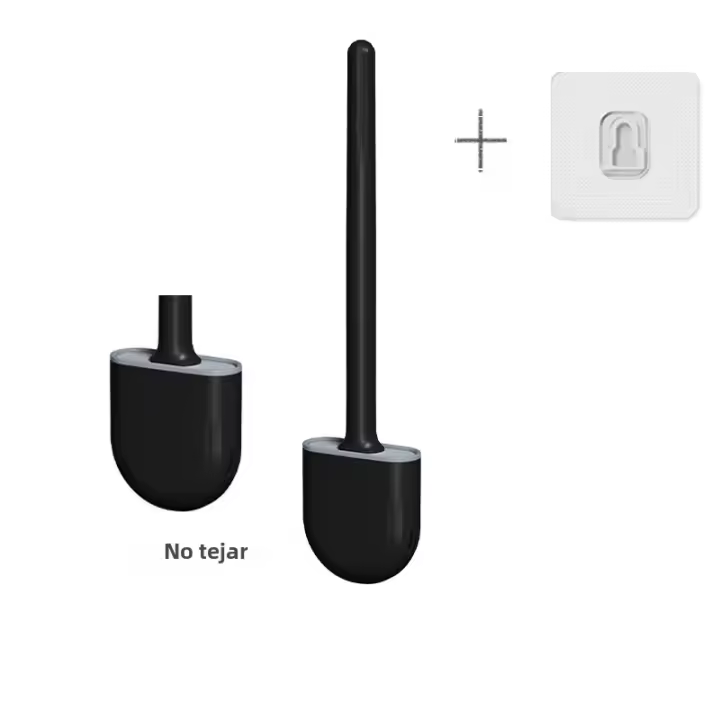 Cepillo De Inodoro De Silicona Con Mango Largo Y Soporte Para Secado Rápido Accesorio De Baño Flexible Y Ecológico - 1