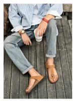 Zapatillas para hombre, zapatos informales de verano para la playa al aire libre, sandalias para caminar, cómodas, ligeras, de lujo, de diseñador, de cuero, a la moda - details 13