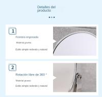 Espejo de Baño Metálico Redondo Polizado 7/8 Pulgadas Rotación de 360° Base Antideslizante - details 4