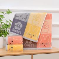 Toallas pequeñas de algodón para lavado de cara de jardín de infantes para niños, Jacquard de 32 hebras, Animal de dibujos animados, conejo - details 1