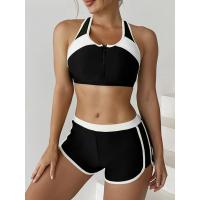 Conjunto de Bikini con cremallera para mujer, traje de baño de dos piezas con pantalón corto, traje de baño deportivo para mujer, ropa de playa para verano 2025 - details 1
