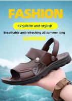Sandalias de cuero suave de verano para hombre, sandalias antideslizantes informales con punta abierta para exteriores, sandalias deportivas cómodas para playa - details 6