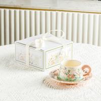 Juego de Taza de Café de Cerámica Vintage Pintura al Óleo de Lirio Floreciente en los Valles - details 7