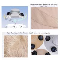 Ventilador de carga USB extraíble, gorra para senderismo al aire libre, con 2 ventiladores solares, sombrero para el sol de ala ancha para pescar - details 6