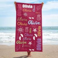 Toalla de playa personalizada para piscina, diseño de fuente multicolor, baño personalizado, con nombre exterior, cumpleaños - details 1