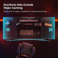Gaming 120 x 60 cm Gaming Fibra Carbono Ergonómica Ornador Alfombrilla ratón Portavasos y Gancho Auriculares Negro - details 3