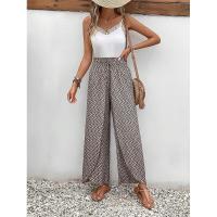 Pantalones de pierna ancha para mujer en verano Chic Moda elegante con cintura elástica y diseño floral - details 19