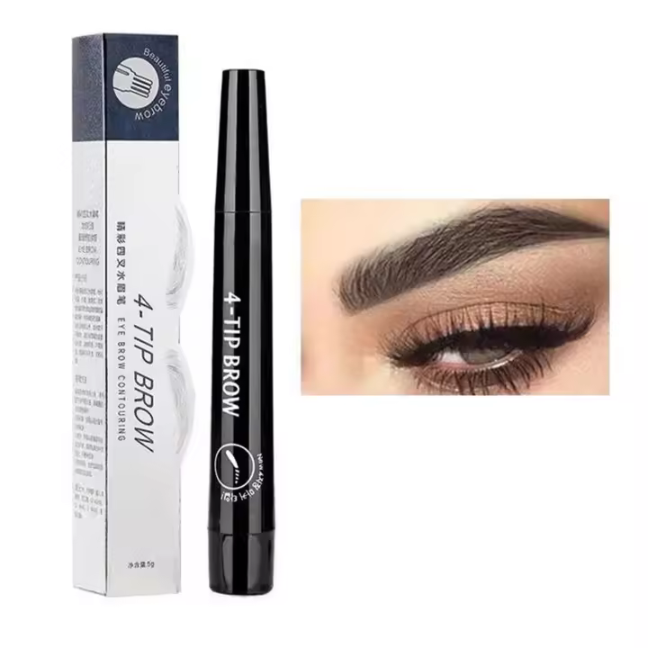 Lápiz líquido para cejas, sin decoloración delineador de cejas, maquillaje diario, 4 puntas - 1