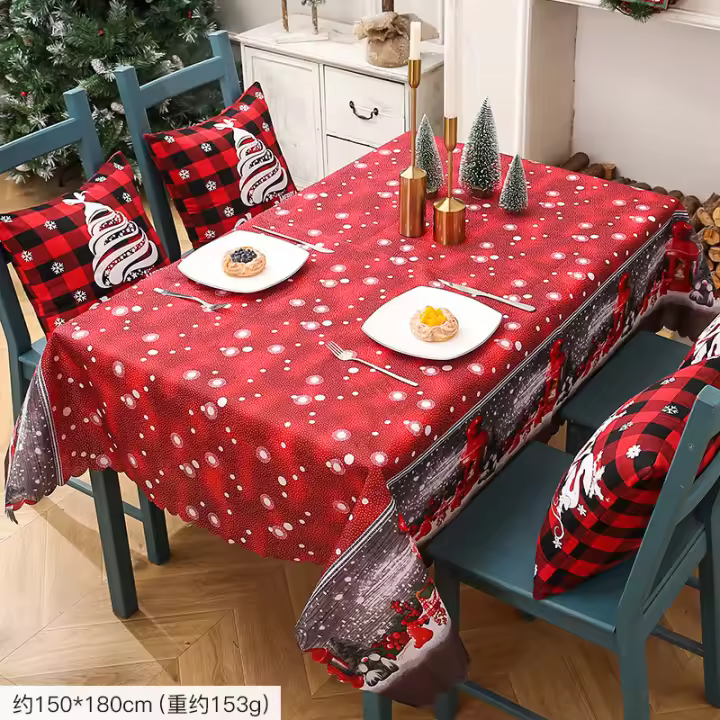 Nuevo diseño decoración de navidad mantel mesa creativa estampada bandera mesa de comedor mantel de poliéster accesorios de decoración de navidad - 1