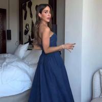 Vestido de moda con hombros descubiertos para mujer, Vestidos largos ajustados sin mangas con espalda descubierta de mezclilla para mujer, Vestidos de primavera y verano 2025 para mujer - details 16