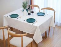 Mantel circular rectangular blanco de lino nórdico y algodón, funda suave, borla Ence, manta de picnic al aire libre para banquetes - details 14